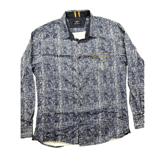 Across the Pond Men’s Button Down Shirt Long Slv Blue Diamond Triangles Size‎ XL - Picture 1 of 16